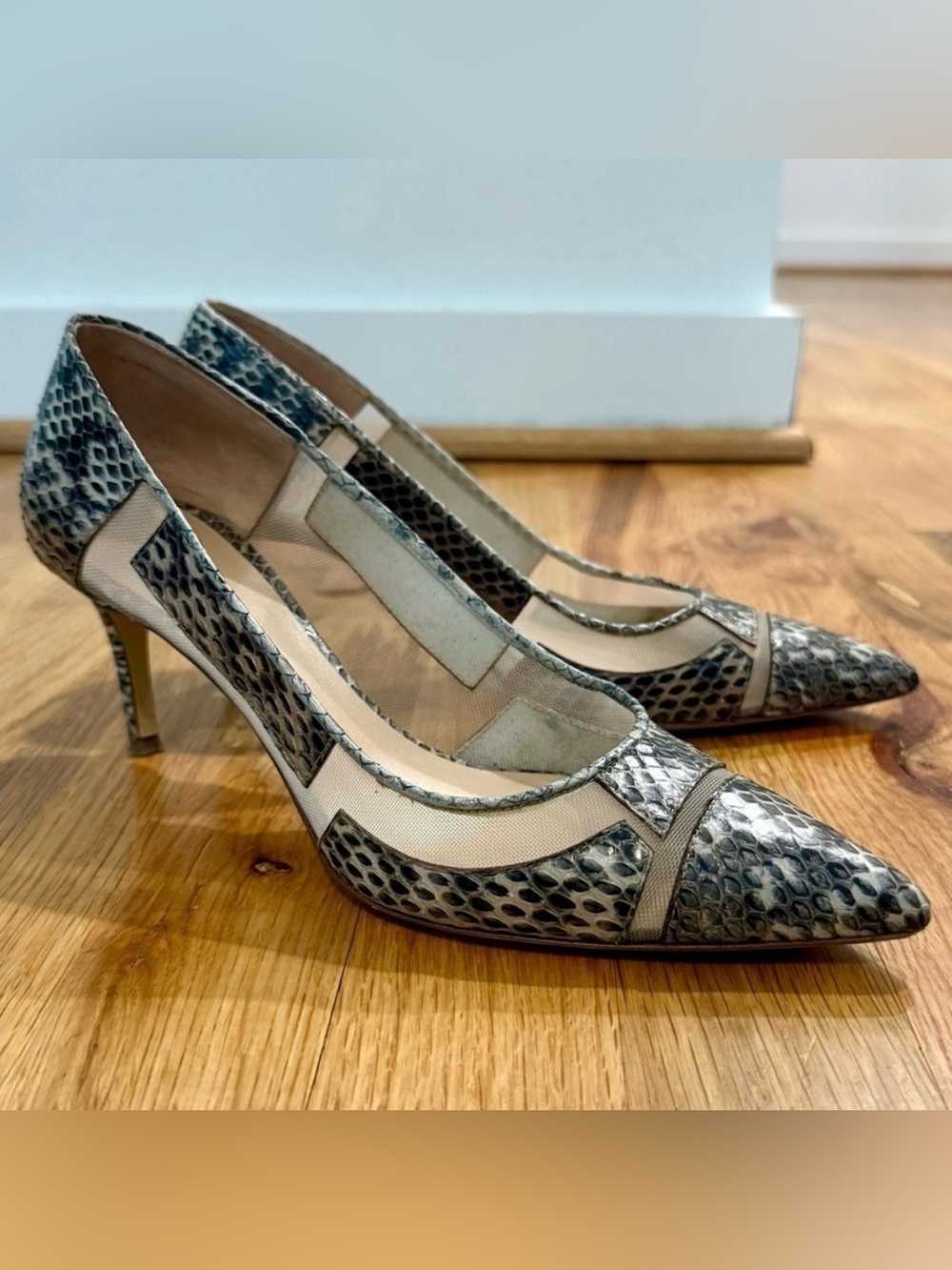 M. Gemi Snakeskin & Mesh Pointed Toe Pumps | Made in Italy | IT 36 / US 6